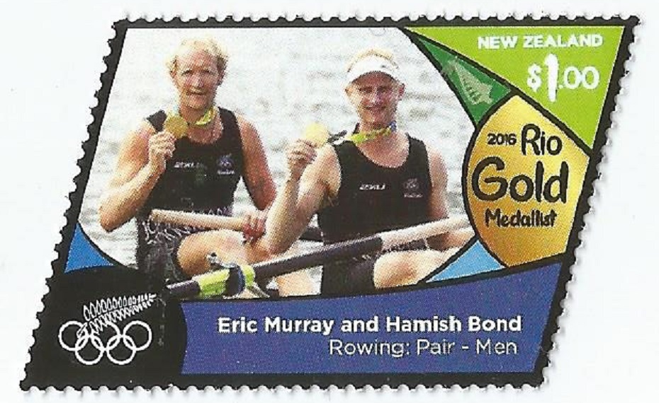 Stamp NZL 20116 OG Rio de Janeiro M2 gold medal winners Eric Murray Hamish Bond