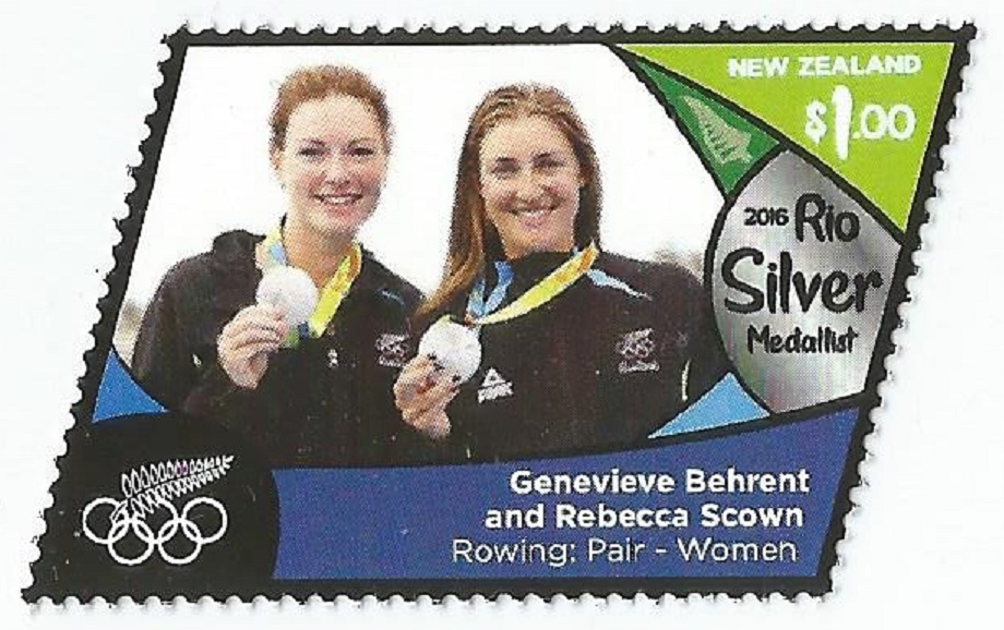 Stamp NZL 20116 OG Rio de Janeiro W2 silver medal winners Genevieve Behrent Rebecca Scown