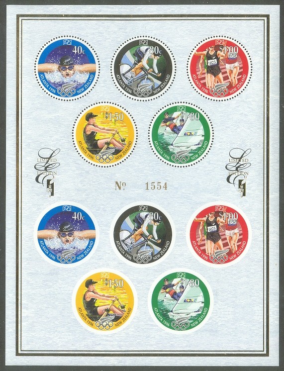stamp nzl 1996 july 10th og atlanta ms mi 1526 30 perforated and imperforated