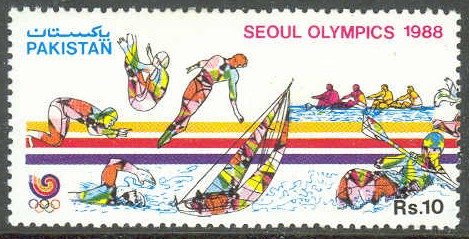 stamp pak 1988 sept. 17th og seoul mi 729 watersport 4 