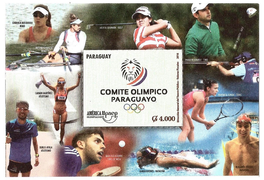 Stamp PAR 2016 July 29th SS with photos of Gabriela Mosqueira and Arturo Rivarola