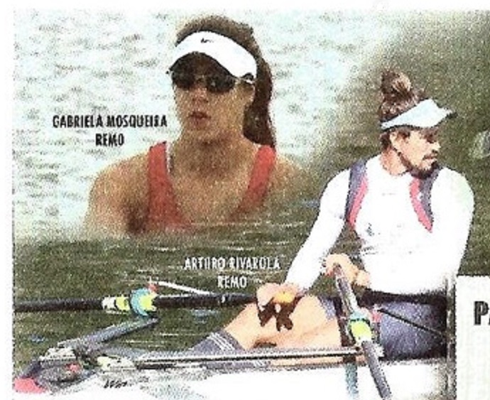 Stamp PAR 2016 July 29th SS with photos of Gabriela Mosqueira and Arturo Rivarola detail