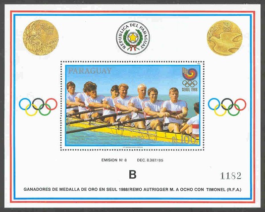 stamp par 1989 march 8th og seoul ss mi bl. 455 with letter b ger 8 olympic champion 