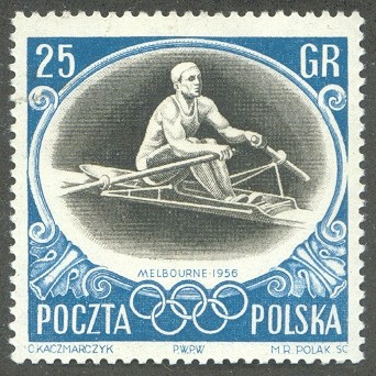 stamp pol 1956 nov. 2nd og melbourne mi 986 teodor kozerka m1x bronze medal winner at og helsinki 1952 and rome 1960 also european champion 1955 