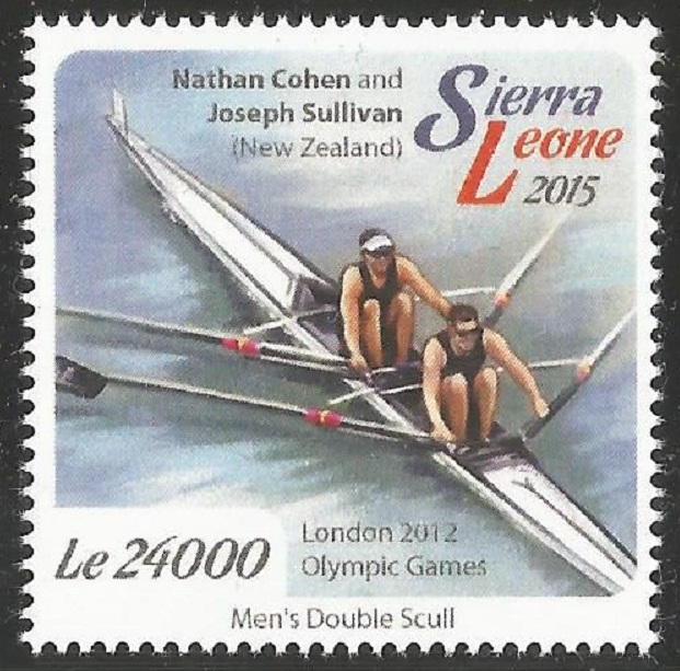 Stamp SLE 2015 OG London Nathan Cohen Joseph Sullivan NZL M2X gold medal winners