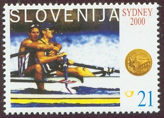 stamp slo 2000 oct. 16th gold medal winners of slo at og sydney mi 327 i. cop l. spik 