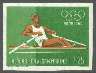 stamp smr 1960 aug. 27th og rome mi 677 imperforated from ss mi bl. 7 