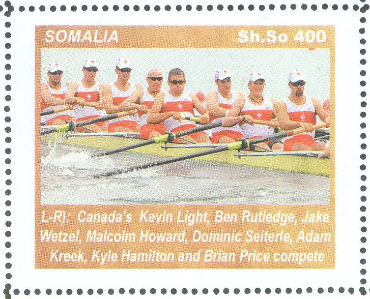 stamp som 2008 cinderella m8 crew can gold medal winner og beijing 2008
