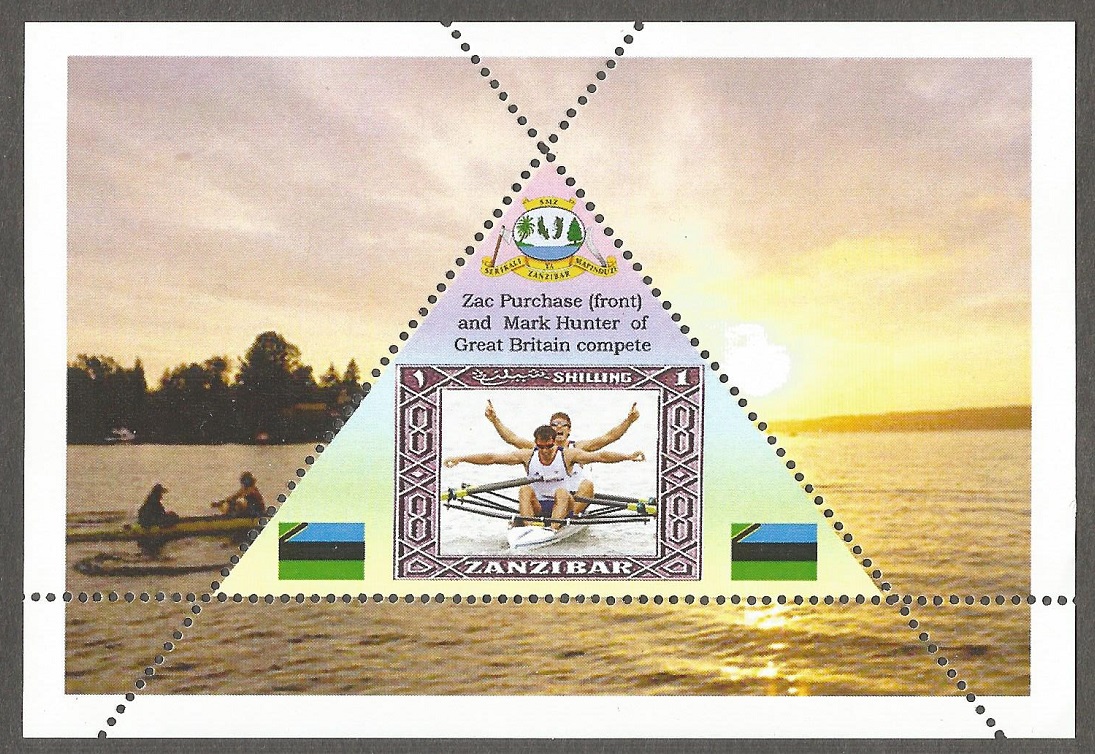 Stamp TAN ZANZIBAR Unauthorized undated issue GBR LW2X crew Mark Hunter bow Zac Purchase stroke