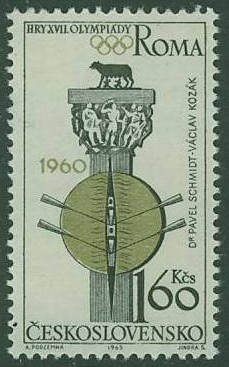 stamp tch 1965 apr. 16th mi 1527 stylized 2x in memory of the olympic champions kozak schmidt 1960 