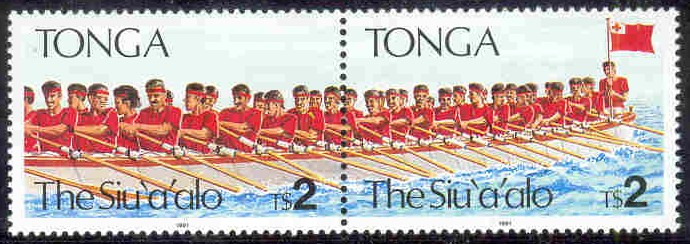 stamp tga 1991 sept. 29th the siu a alo rowing regatta mi 1190 1191 se tenent fautasi longboat 