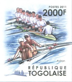 Stamp TOG 2011 Courses de Bateaux M8 and W2XI imperforated