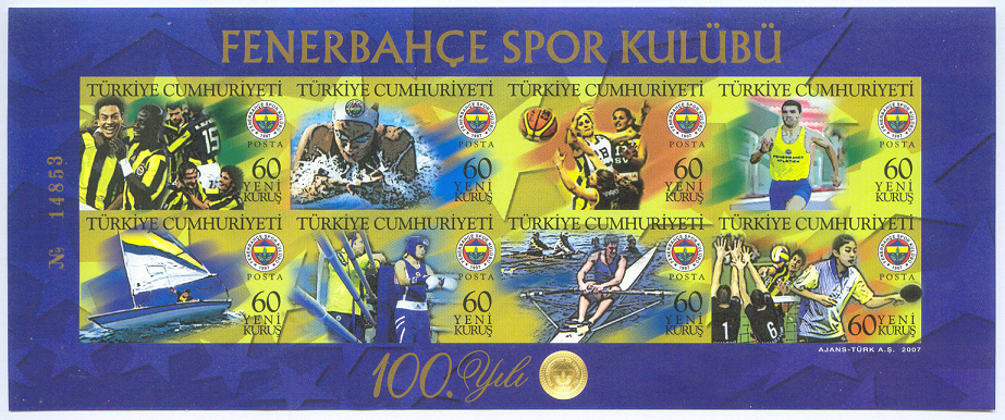 stamp tur 2007 may 3rd fenerbahce sport club istanbul centenary mi 3572 79
