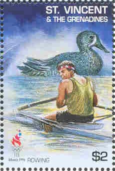 stamp vin 1995 aug. 24th mi 3198 og atlanta single sculler duck 
