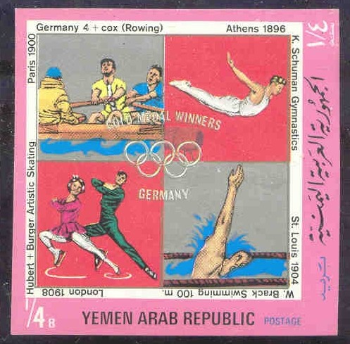 stamp yem 1970 dec. 15th german gold medal winners at og imperforated mi 1275 4 paris 1900 