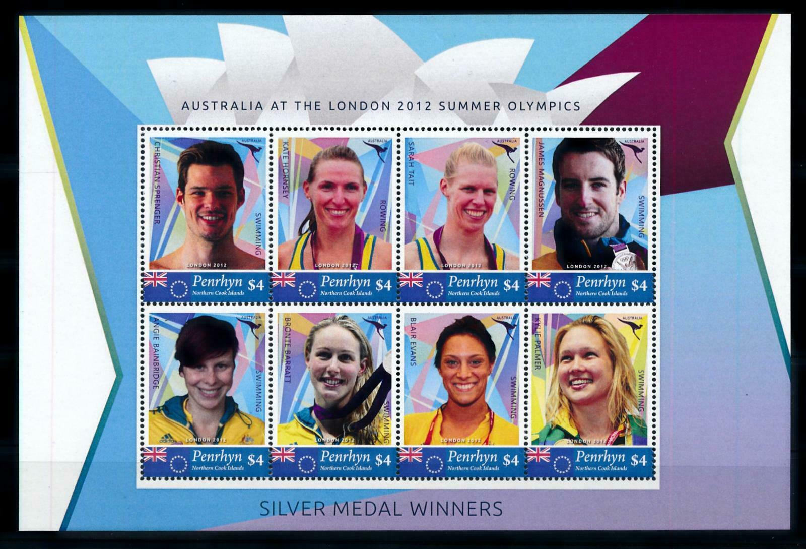 Stamp COK PENRHYN 2012 MS I OG London Australian silver medal winners Kate Hornsey Sarah Taiit W2 