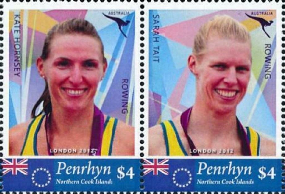 Stamp COK PENRHYN 2012 OG London Australian silver medal winners Kate Hornsey Sarah Taiit W2 