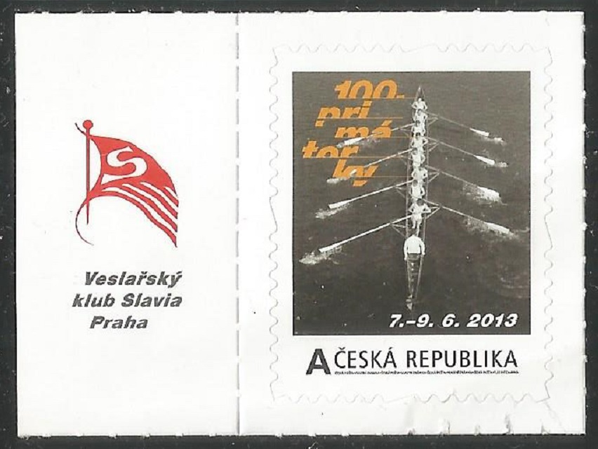 Stamp CZE 2013 regatta Praha with tab Veslarsky klub Slavia