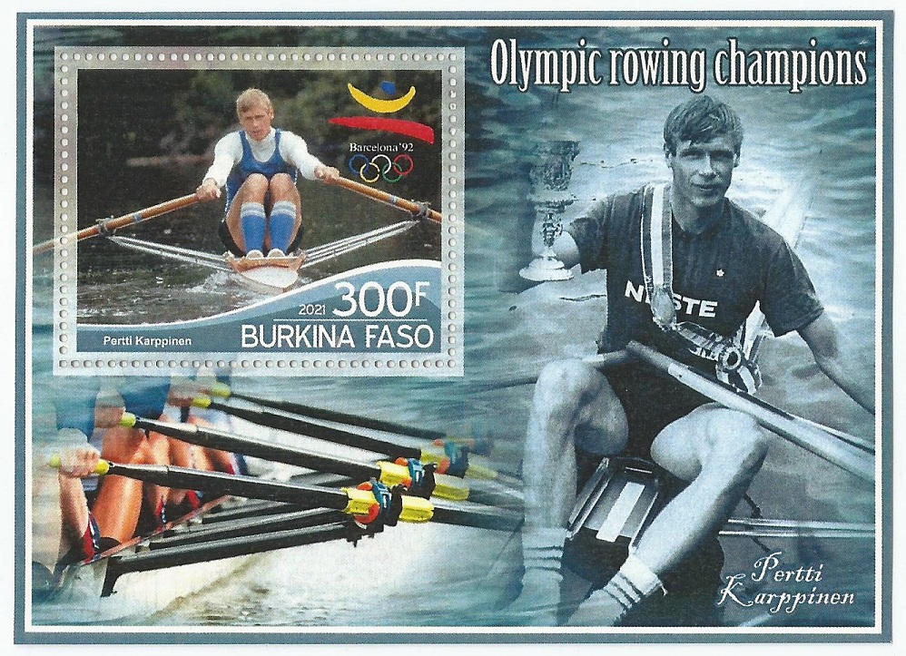 Stamp BUR 2021 SS Olympic rowing champions unauthorized issue Pertti Karppinen FIN
