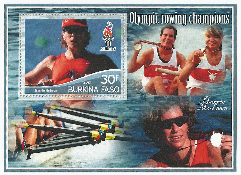 Stamp BUR 2021 SS Olympic rowing champions unauthorized issue Marnie McBean CAN