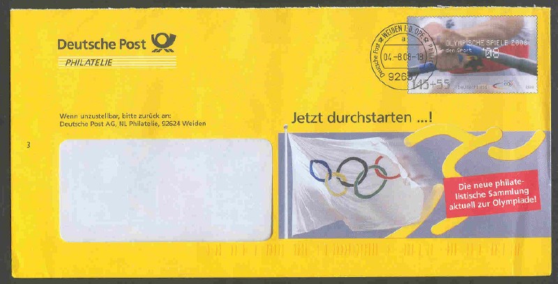 stationary i ger 2008 deutsche post philatelie   jetzt durchstarten   with pm weiden aug. 4th