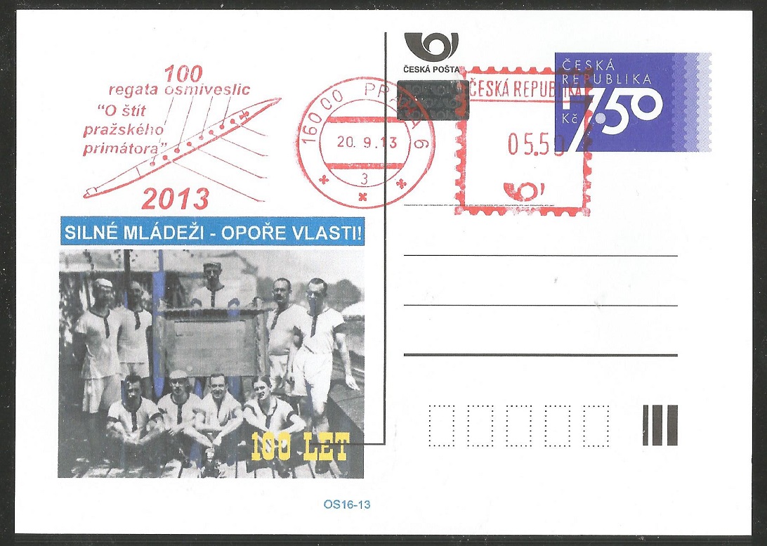 Stationary II CZE 2013 regatta centenary with corresponding red meter mark Praha 2013 Sept. 9th