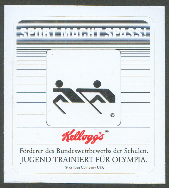sticker ge kelloggs sport macht spass jugend trainiert fuer olympia with pictogram no. 3