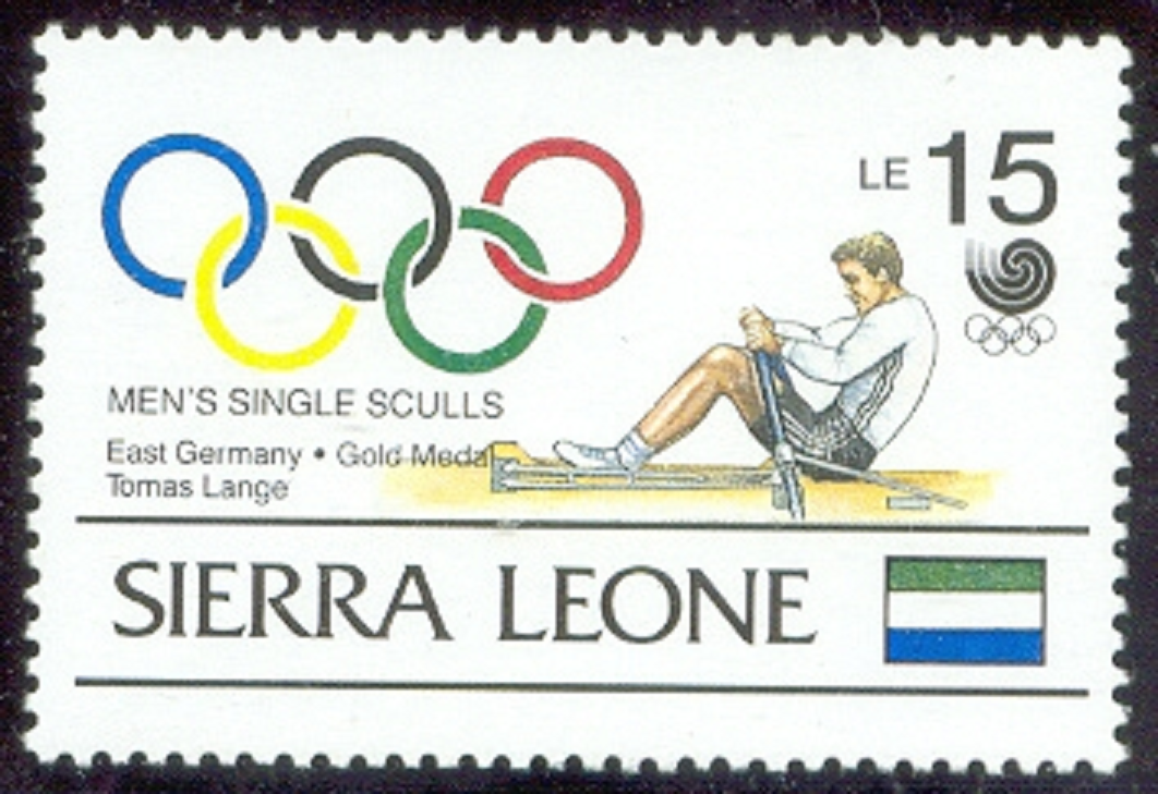 Stamp SLE 1989 Apr. 28th Gold medal winners OG Seoul Mi 1167 Fighting to keep balance
