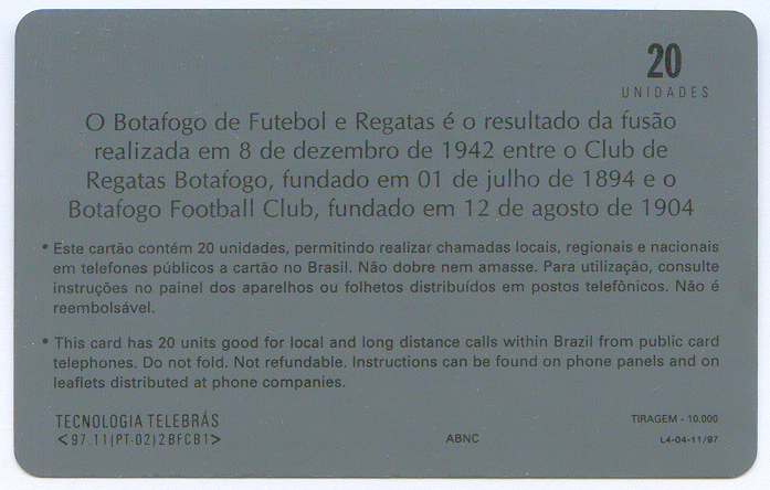 tc bra 1997 botafogo de futebol e regatas club flag and emblem reverse