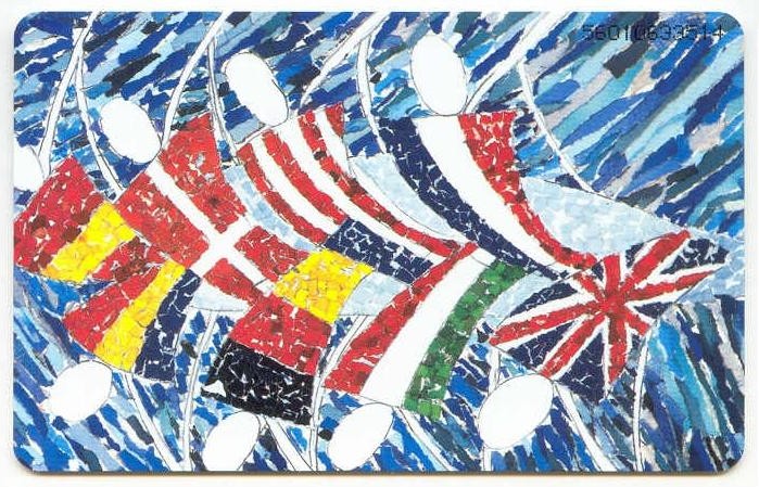 tc ger o 089 02.96 2.000 dtme card art edition no. 3 blades and flags by terri chilton