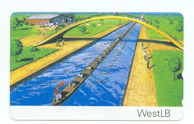tc jpn westlb drawing of canal with coxed barge propelled by innumerable scullers 