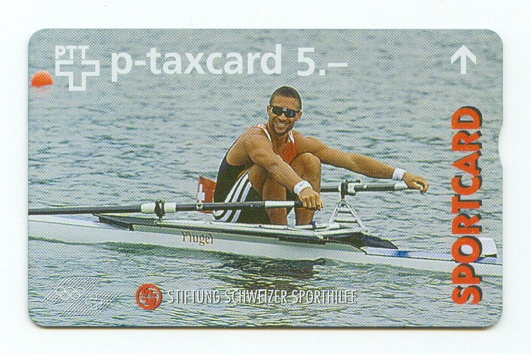 tc sui 1996 oct. schweizer sporthilfe sportcard no. 62 og atlanta xeno mueller olympic champion m1x 1996 1500 issued