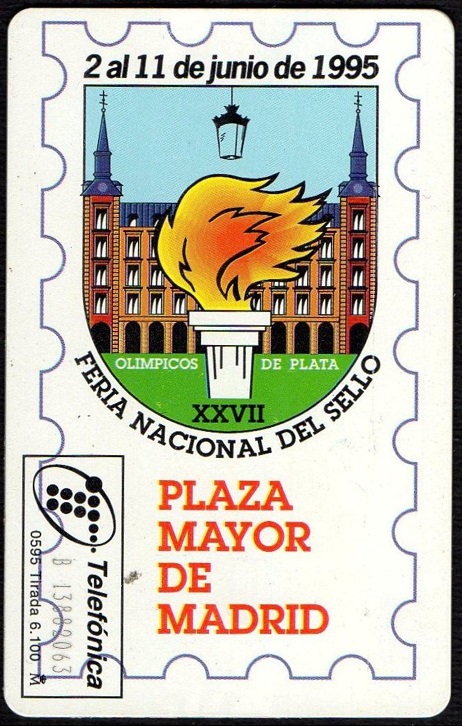 TC ESP 1995 Telefonica 0595 XXVII Feria National del Sello Picture of Stamp ESP 2nd June 1995 reverse