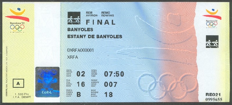 ticket esp 1992 og barcelona final