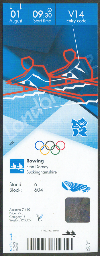 ticket gbr 2012 og london aug. 1st first day of finals w2 w4x m8