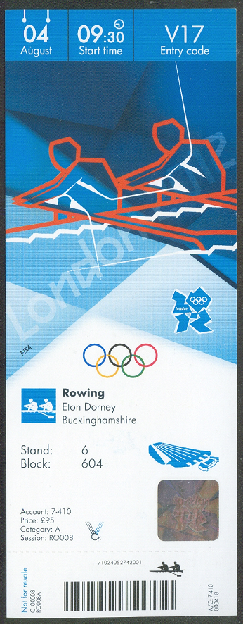 ticket gbr 2012 og london aug. 4th last day of finals m4 lw2x lm2x w1x