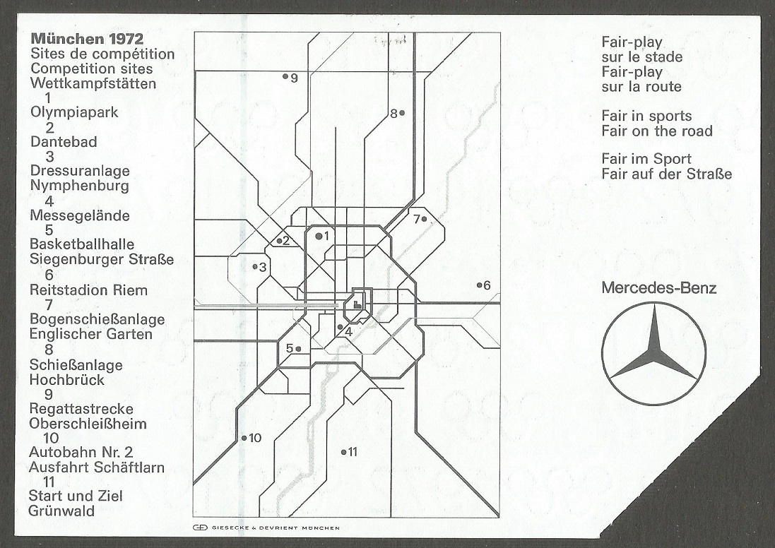 Ticket GER 1972 Sept. 2nd OG Munich day of finals used reverse