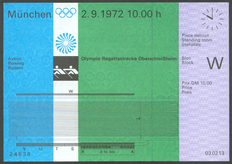 ticket ger 1972 sept. 2nd og munich day od finals unused