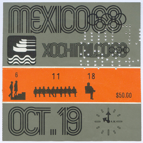ticket mex 1968 og mexico oct. 19th day of finals