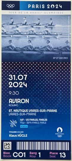 Ticket FRA 2024 OG Paris July 31st semi finals souvenir Coll. KA