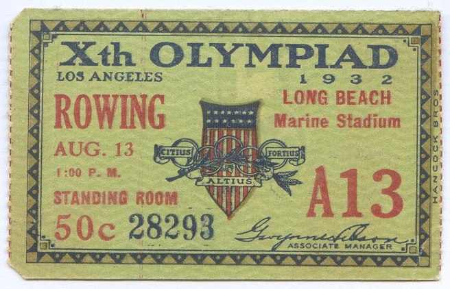 ticket usa 1932 og los angeles aug. 13th day of finals