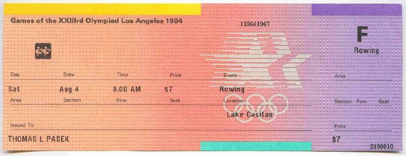 ticket usa 1984 og los angeles aug. 4th first day of finals