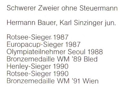 AC AUT Karl Sinzinger Hermann Bauer M2 bronze medal WRC Bled 1989 and WRC Vienna 1991 reverse
