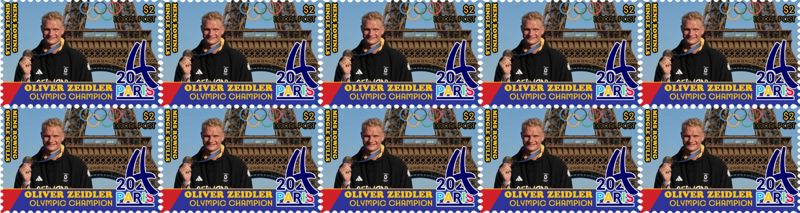 Cinderella AUS OG Paris 2024 M1X gold medal winner Oliver Zeidler GER horizontal