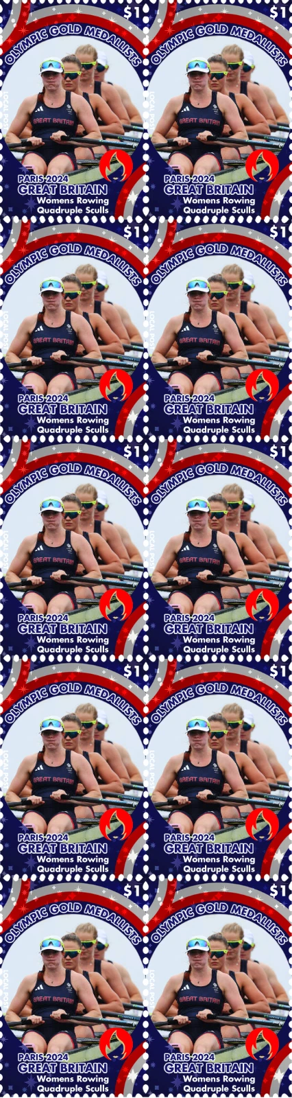 Cinderella AUS OG Paris 2024 W4X gold medal winner crew GBR vertical