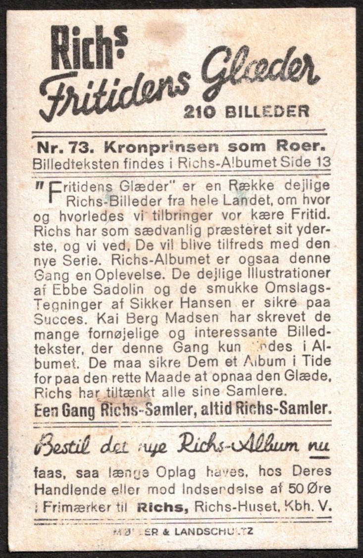 CC DEN RICHS Serie No. 73 Kronprinsen som Roer reverse