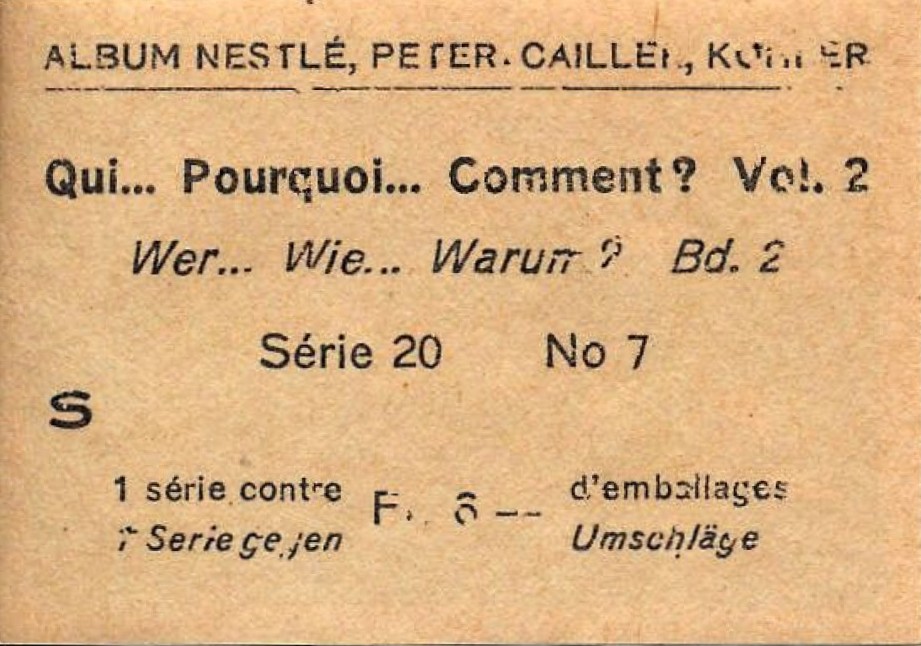 CC SUI Album Nestle volume 2 series 20 No. 7 reverse