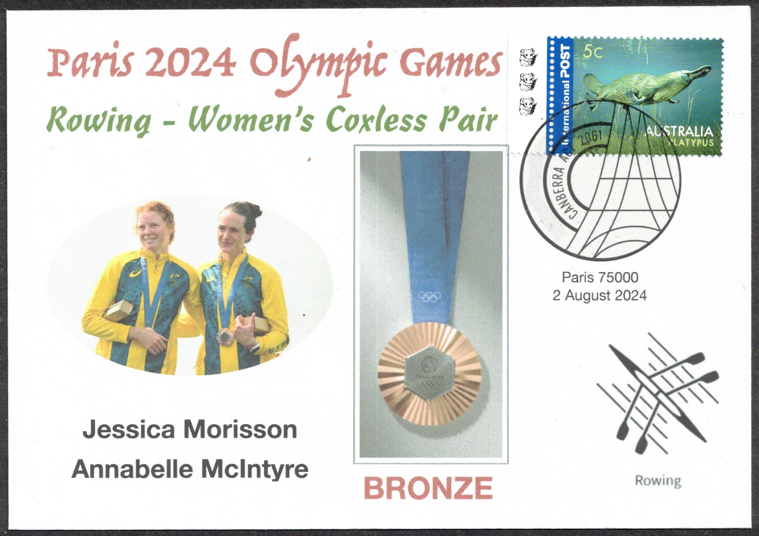 Illustrated cover AUS OG Paris 2024 W2 bronze medal winners Jessica Morisson Annabelle McIntyre