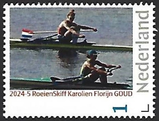 Stamp NED 2024 5 Roeien OG Paris 2024 personalized issue W1X gold medal winner Karolien Florijn NED