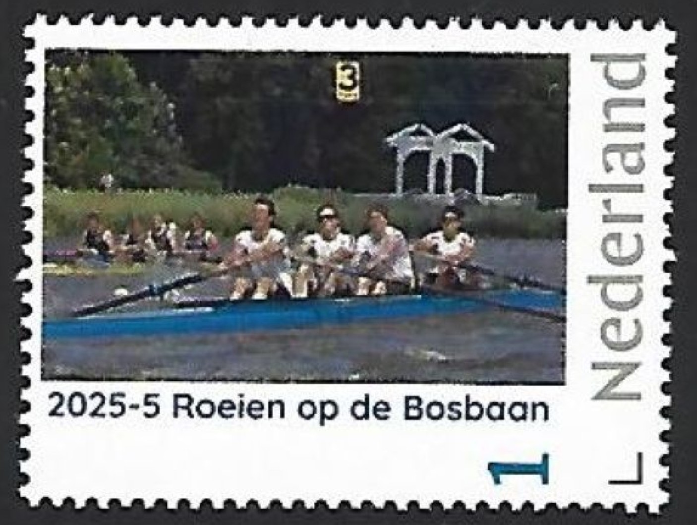 Stamp NED 25 5 personalized issue Rowing on the Bosbaan Two M4 racing